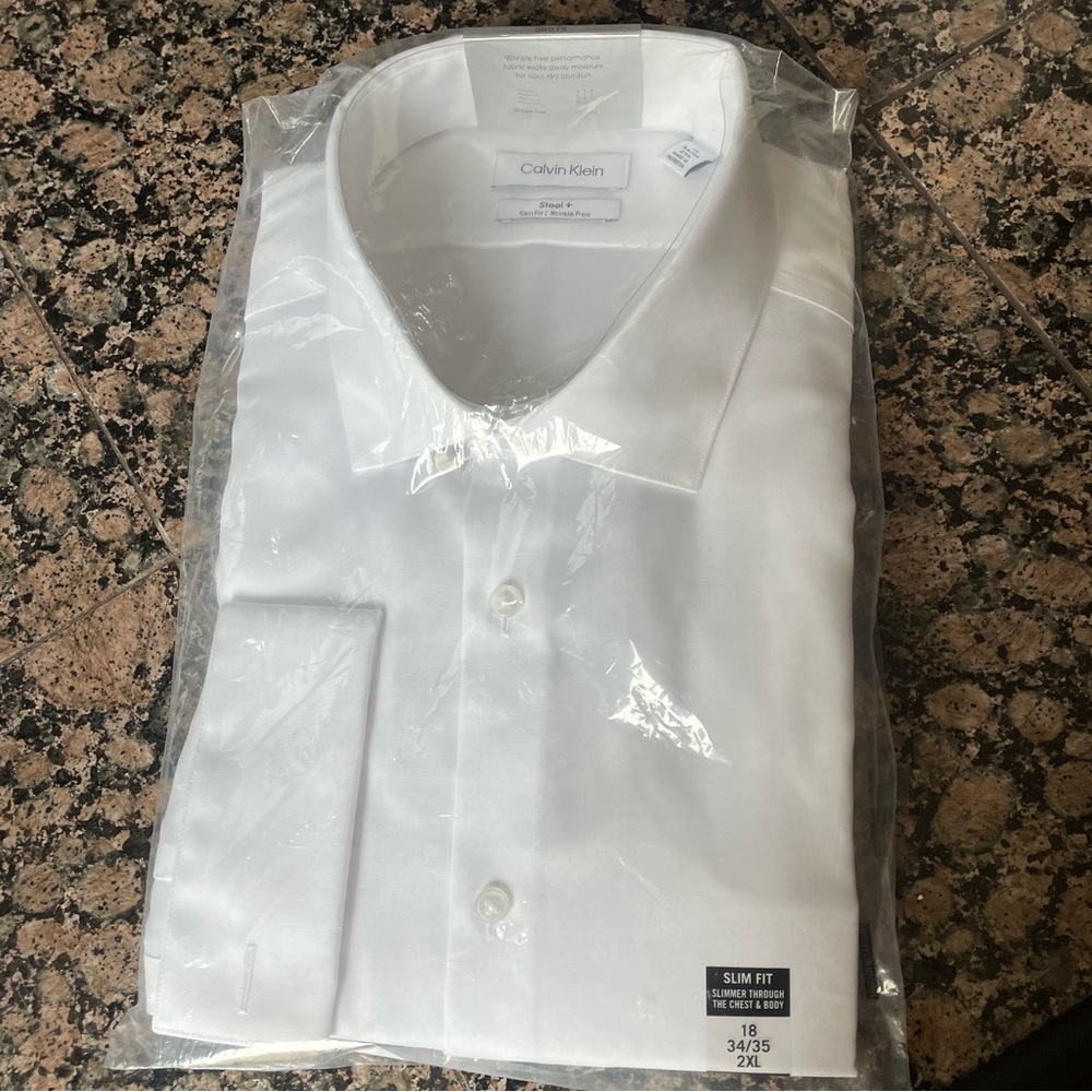 Calvin Klein Slim Fit French Cuff Dress Shirt